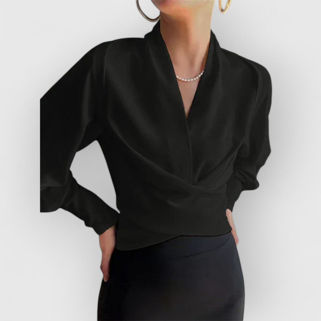 Blouse femme en coton à manches bouffantes pour l’automne