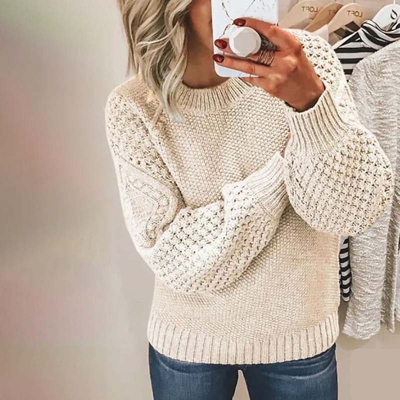 Pull femme en maille pour l'automne, coupe classique pour des tenues quotidiennes