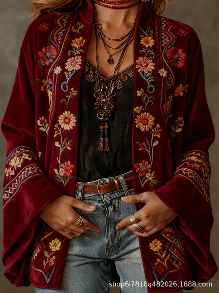 Bohemian velvet vest for women this fall, an elegant blazer for cold days