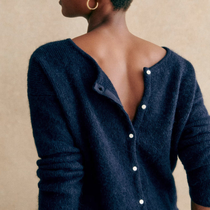 Cardigan en maille pour femme en acrylique à manches longues pour la superposition d’automne