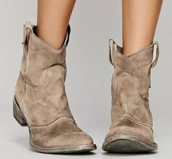 Bottines femme en daim à talon, style western, pour l’automne