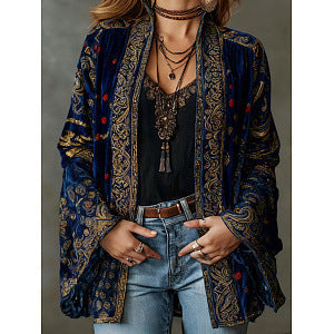 Bohemian velvet vest for women this fall, an elegant blazer for cold days