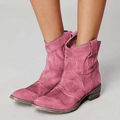 Bottines femme en daim à talon, style western, pour l’automne
