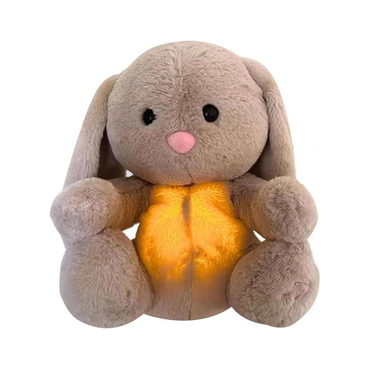 Soothing plush rabbit in soft fabric with a breathing motion for autumn