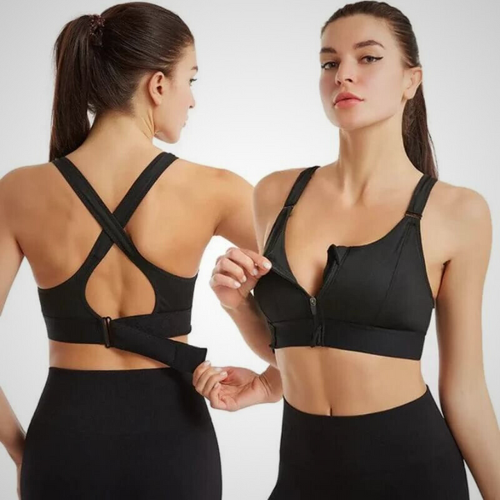 Kasandra - Soutien-gorge de sport confortable avec fermeture éclair à l'avant et bretelles arrière ajustables pour un soutien ultime.