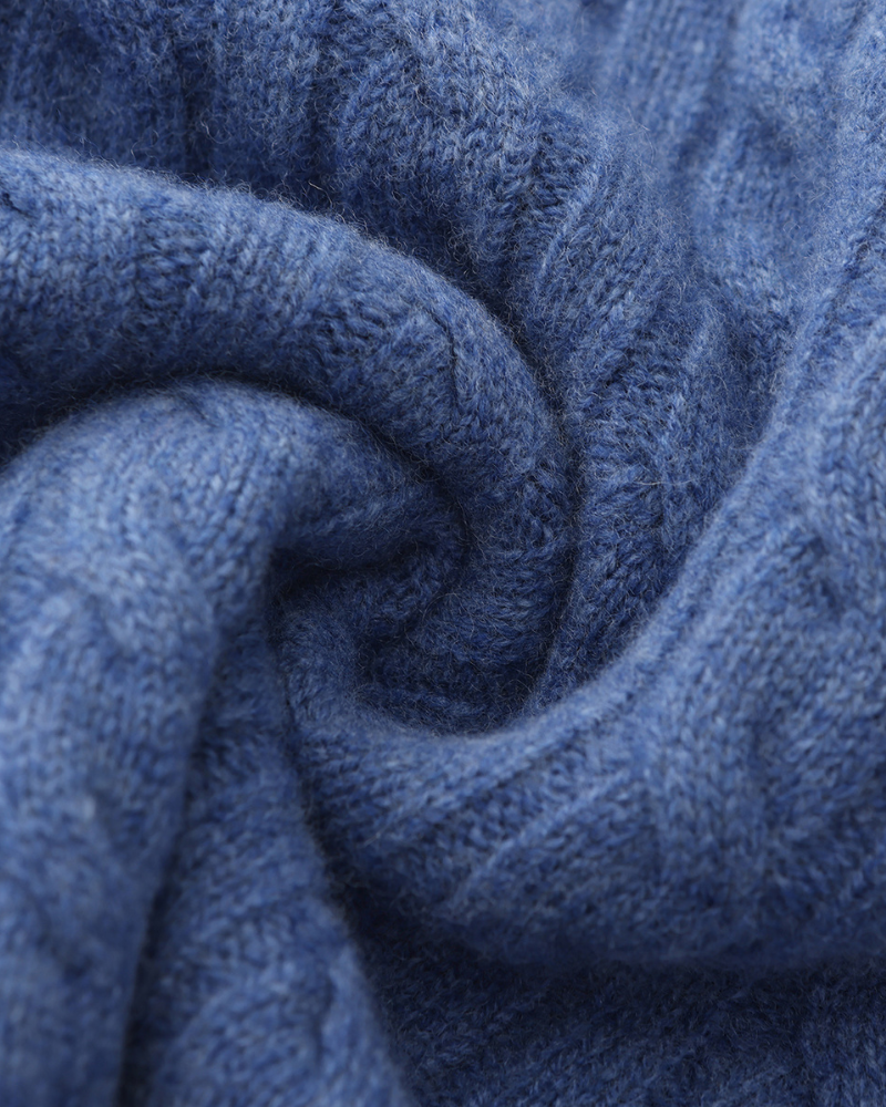 Pull homme en cachemire à col zippé, maille torsadée, pour l’automne