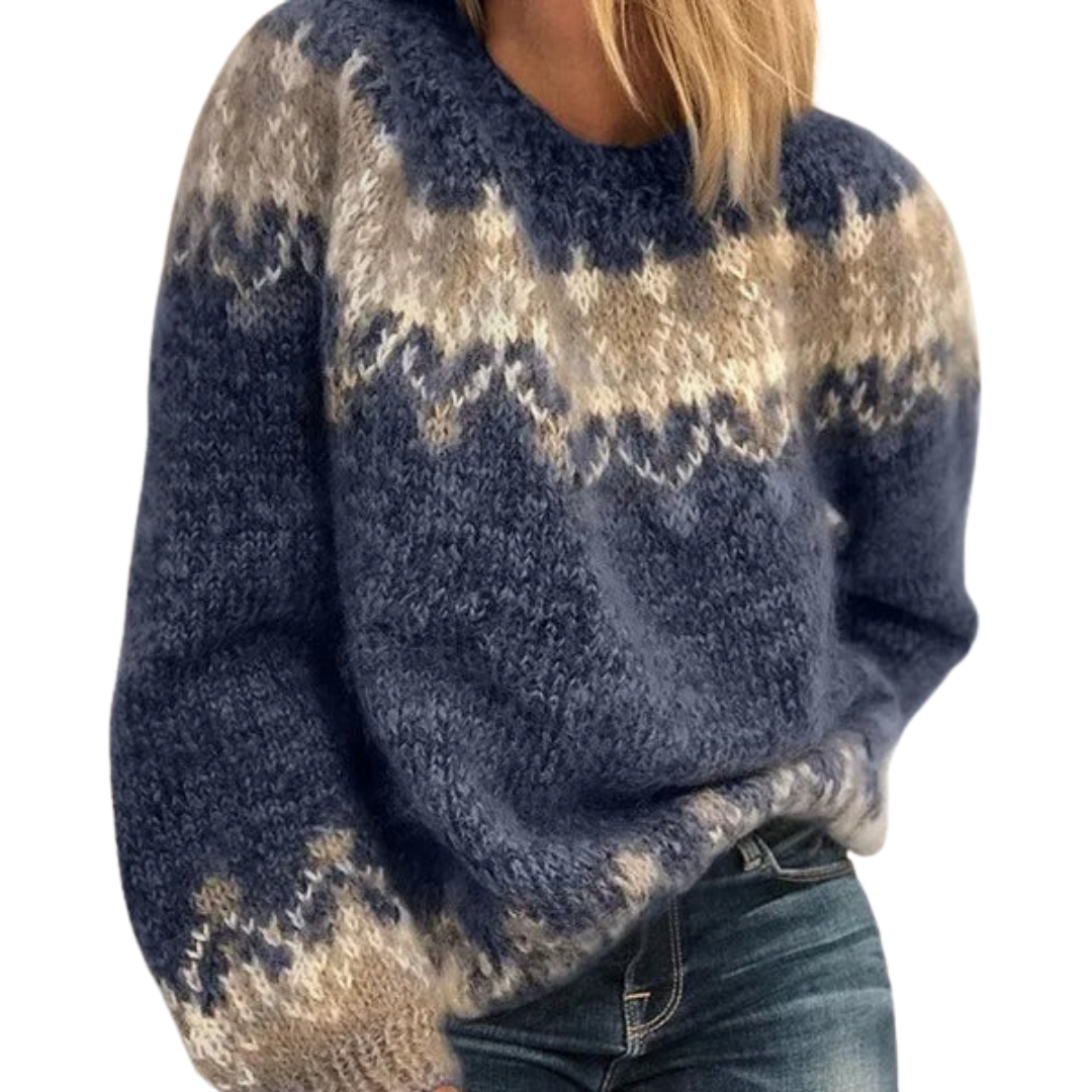 Women’s Iceland-inspired Nordic knit sweater, warm and comfortable for winter
