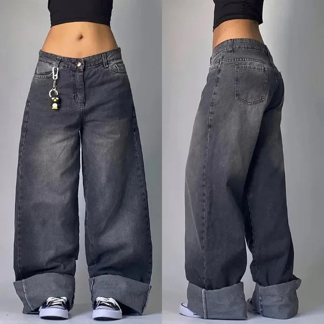 Jeans cargo vintage surdimensionné avec poches pratiques - Jeans unisexe confortables