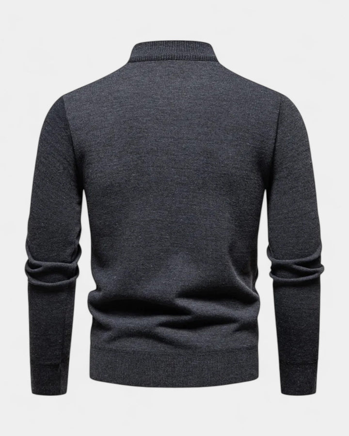 Pull homme en coton à demi-zip, col montant côtelé, modèle automnal