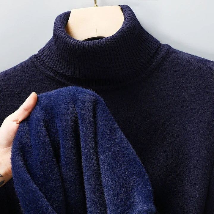 Col roulé en maille pour homme, pull classique d’automne à coupe ajustée