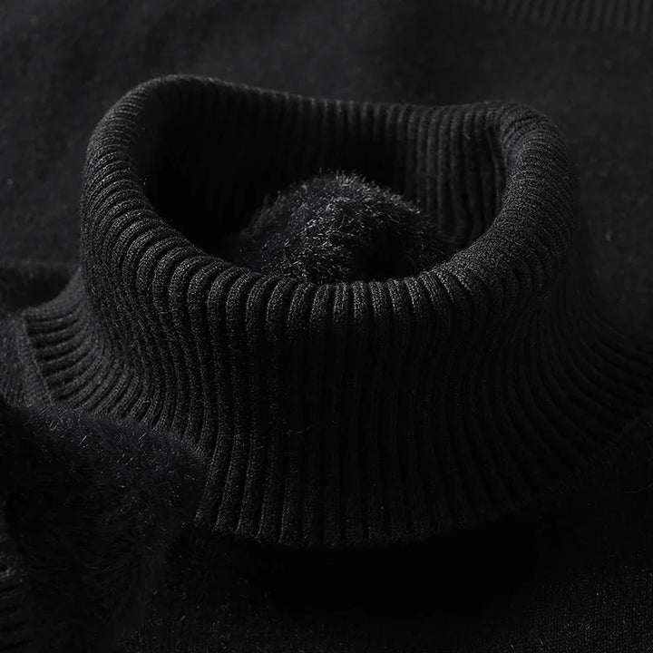 Col roulé en maille pour homme, pull classique d’automne à coupe ajustée