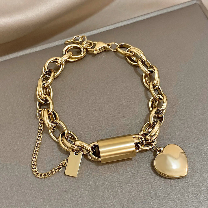 Bracelet femme imposant en acier chirurgical, style automnal