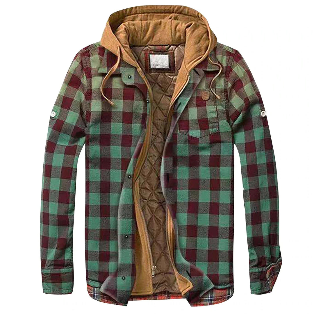 Veste chemise homme à carreaux en flanelle à capuche, surchemise doublée chaude pour l'hiver