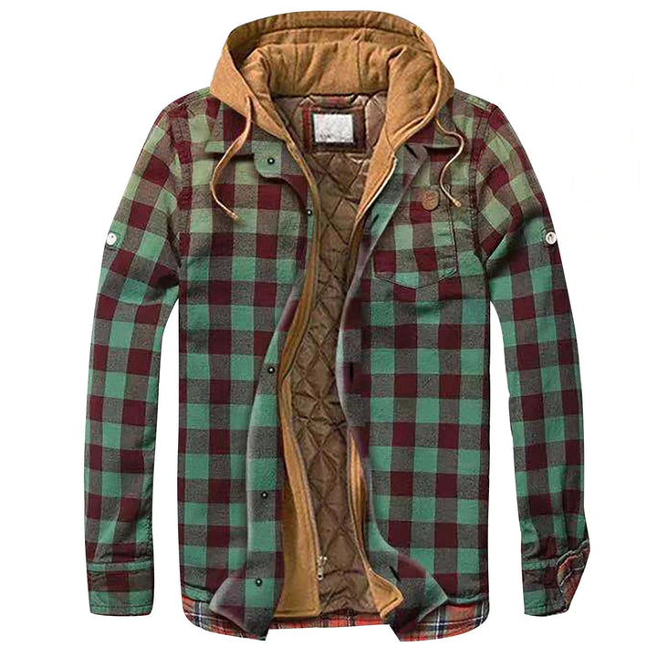 Veste chemise homme à carreaux en flanelle à capuche, surchemise doublée chaude pour l'hiver