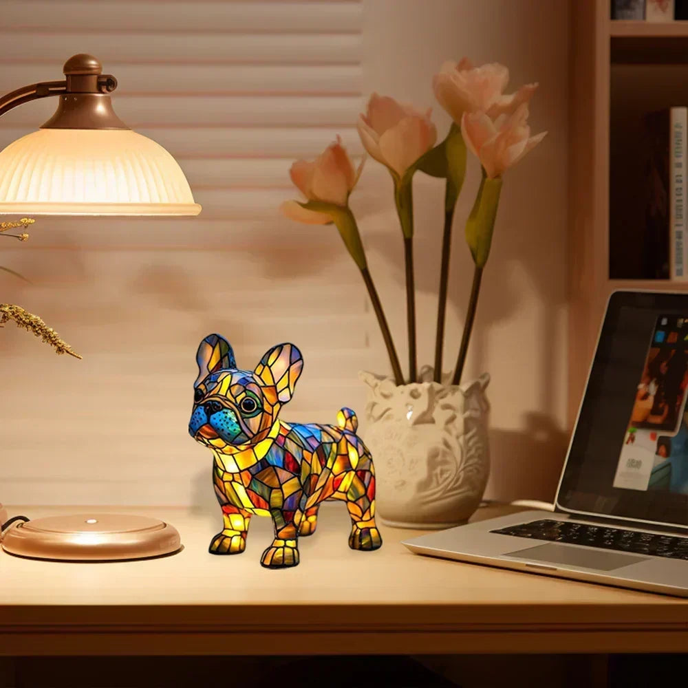Decorative wooden LED bedside lamp, autumn motif