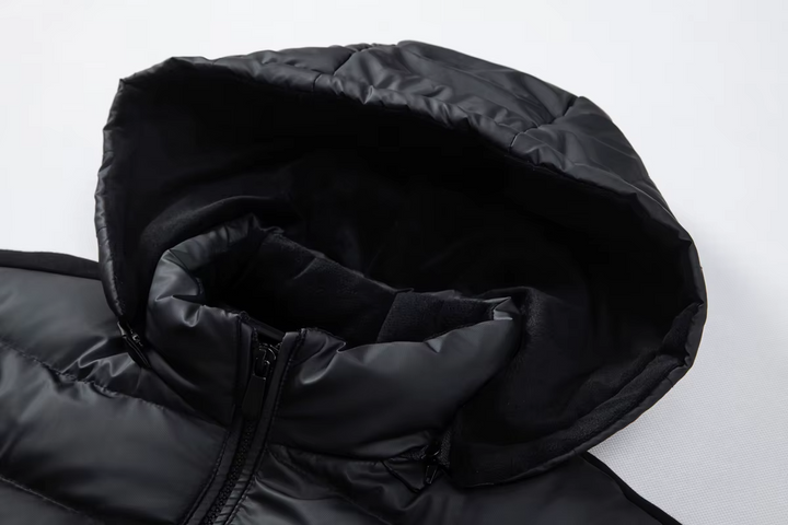 Veste hybride matelassée pour femme pour l’automne, veste de mi-saison à capuche pour les journées fraîches