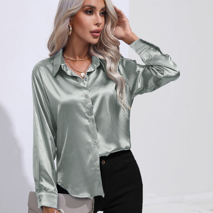 Nelisa - Blouse en satin luxueux à coupe ajustée pour femmes, l'élégance stylée parfaite.