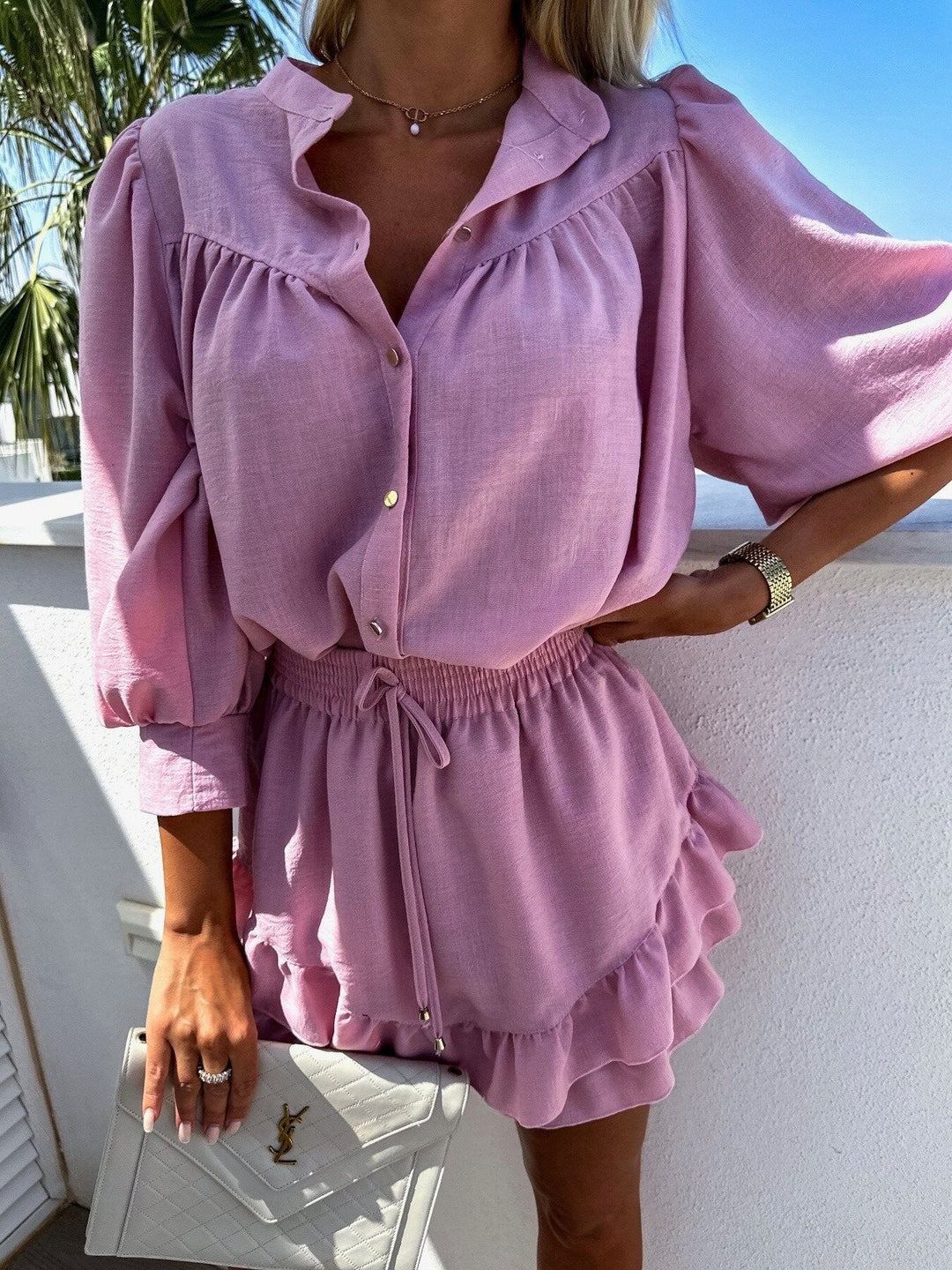 Janica - Elegant buttoned skirt set for a stylish look