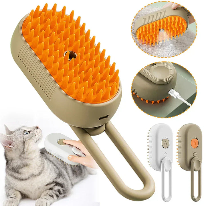 3-in-1 Plastic Electric Steam Brush for Dogs and Cats – Autumn