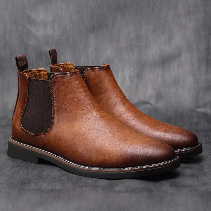 Bottines Chelsea homme en cuir à enfiler, hauteur cheville, pour l’automne