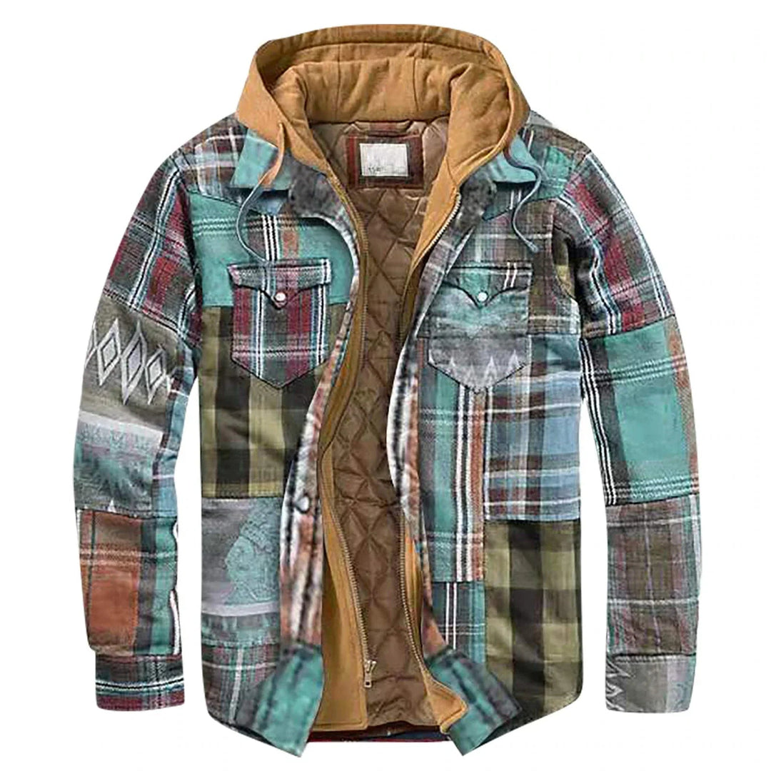 Veste chemise homme à carreaux en flanelle à capuche, surchemise doublée chaude pour l'hiver