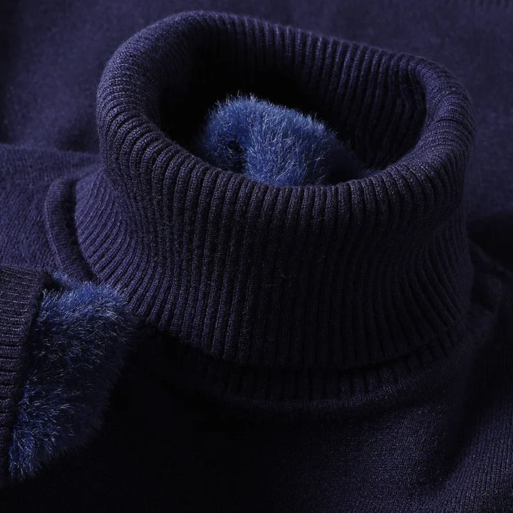 Col roulé en maille pour homme, pull classique d’automne à coupe ajustée