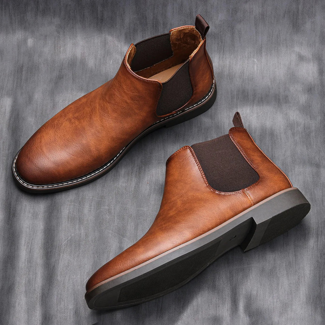 Bottines Chelsea homme en cuir à enfiler, hauteur cheville, pour l’automne