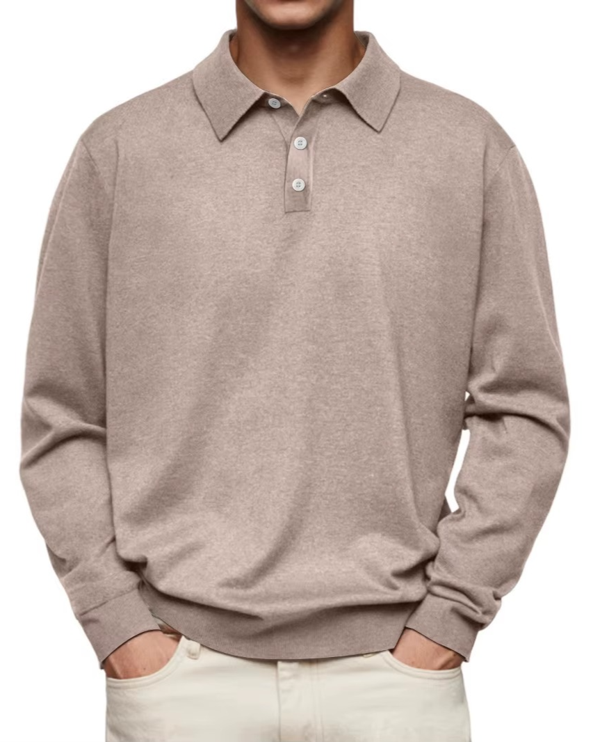 Polo homme classique en coton à manches longues pour l’automne