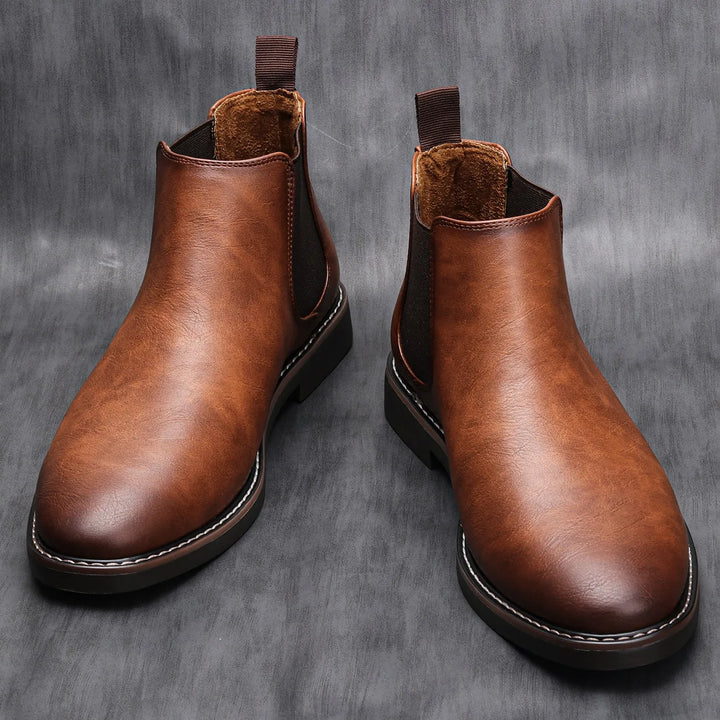 Bottines Chelsea homme en cuir à enfiler, hauteur cheville, pour l’automne