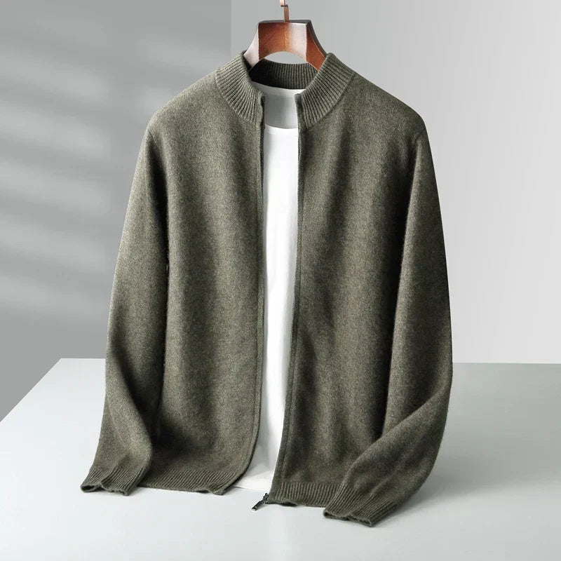 Men’s zip-up cashmere vest, autumn sweater