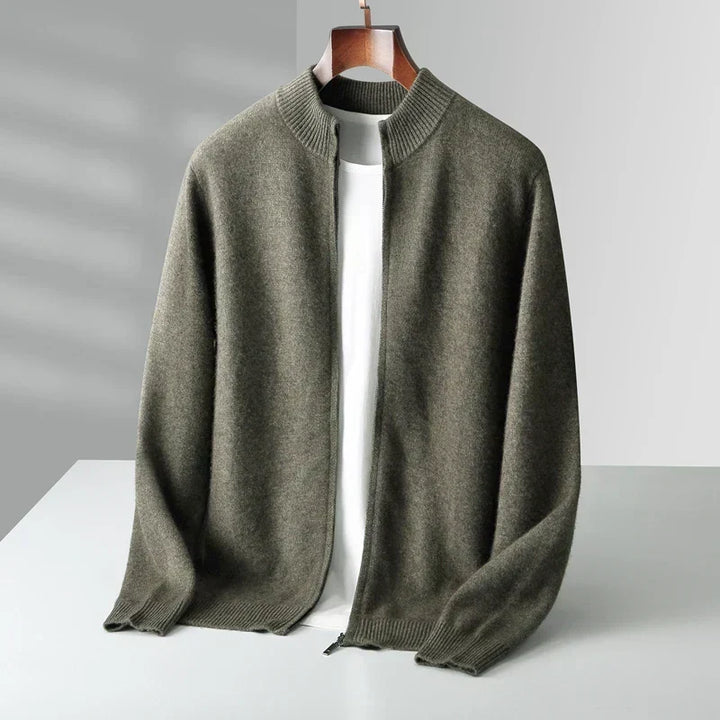 Men’s zip-up cashmere vest, autumn sweater