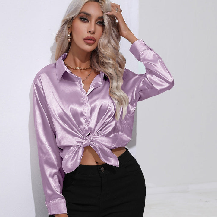 Nelisa - Blouse en satin luxueux à coupe ajustée pour femmes, l'élégance stylée parfaite.