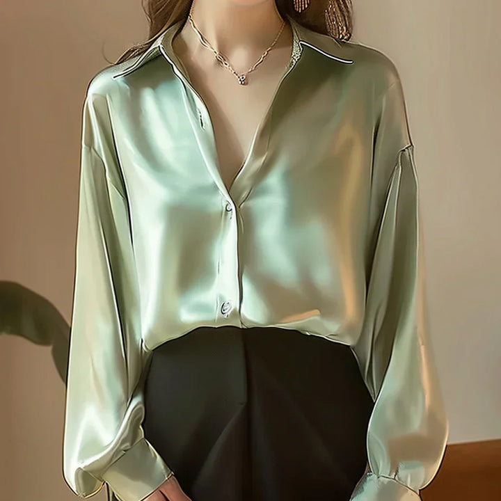 Chemisier Satiné Luxe Marixa pour Femme à Manches Longues pour un Look Élégant