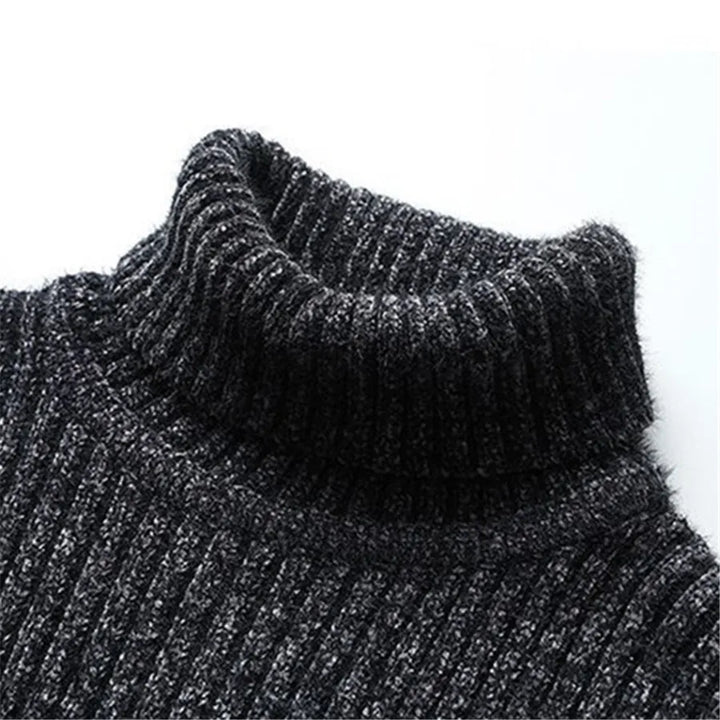 Pull en laine pour homme à col roulé, côtelé et classique, idéal pour l’automne