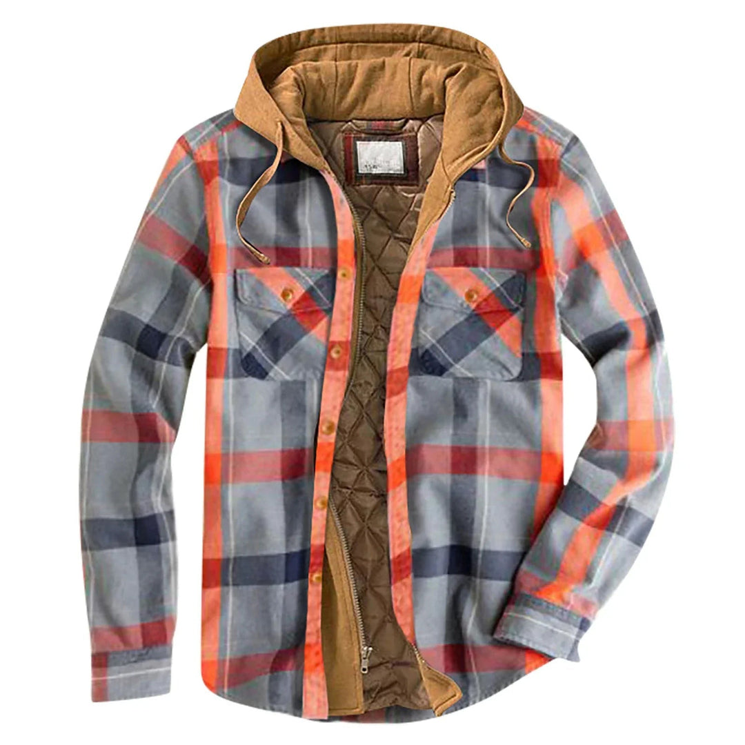 Veste chemise homme à carreaux en flanelle à capuche, surchemise doublée chaude pour l'hiver