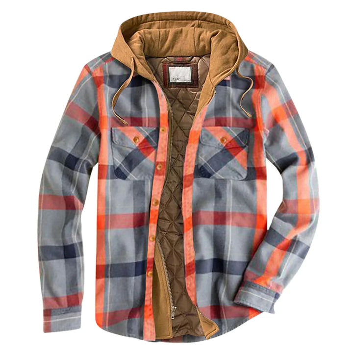 Veste chemise homme à carreaux en flanelle à capuche, surchemise doublée chaude pour l'hiver