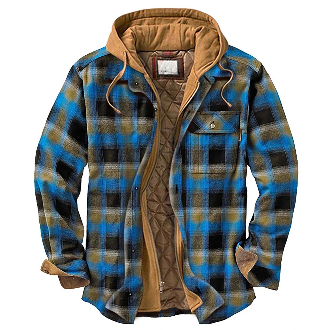 Veste chemise homme à carreaux en flanelle à capuche, surchemise doublée chaude pour l'hiver