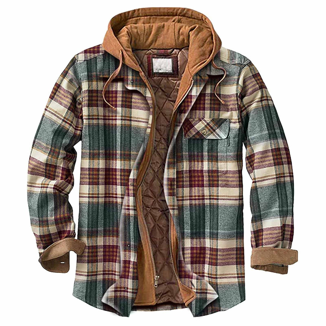 Veste chemise homme à carreaux en flanelle à capuche, surchemise doublée chaude pour l'hiver