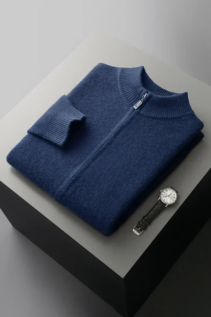 Men’s zip-up cashmere vest, autumn sweater