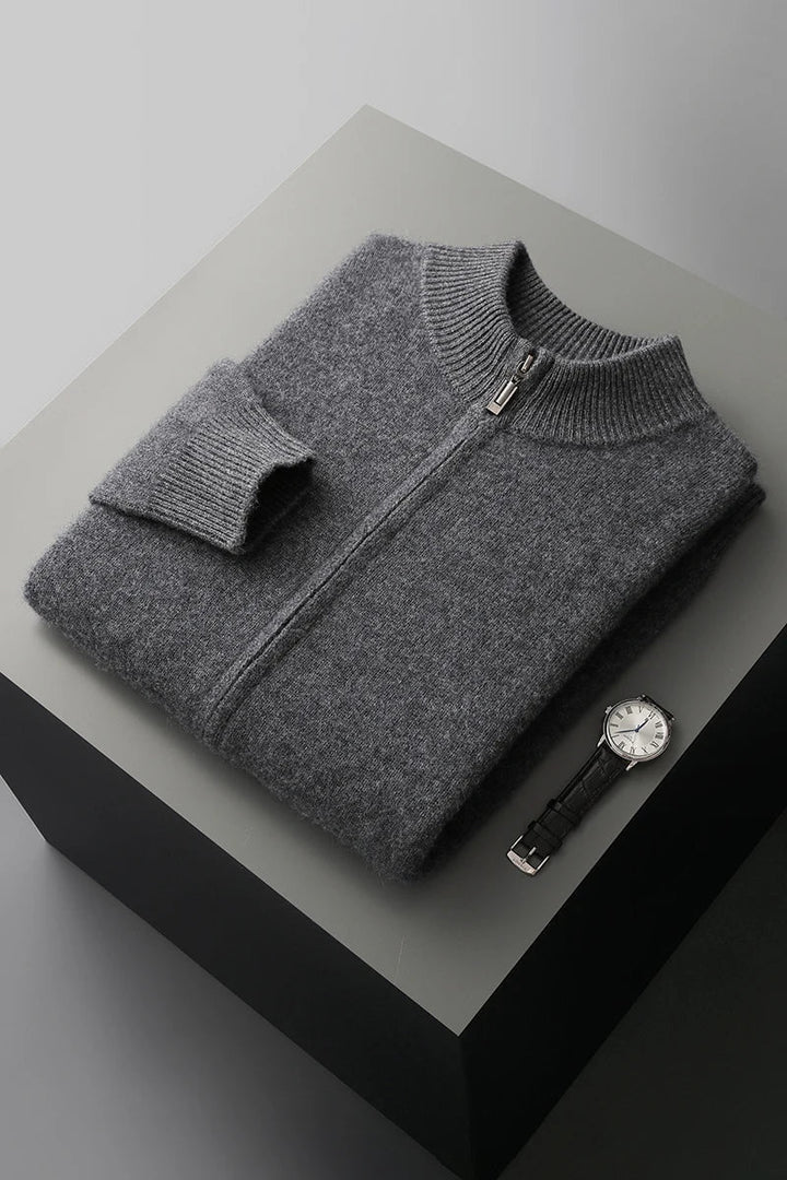 Men’s zip-up cashmere vest, autumn sweater
