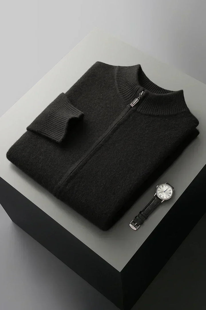Men’s zip-up cashmere vest, autumn sweater