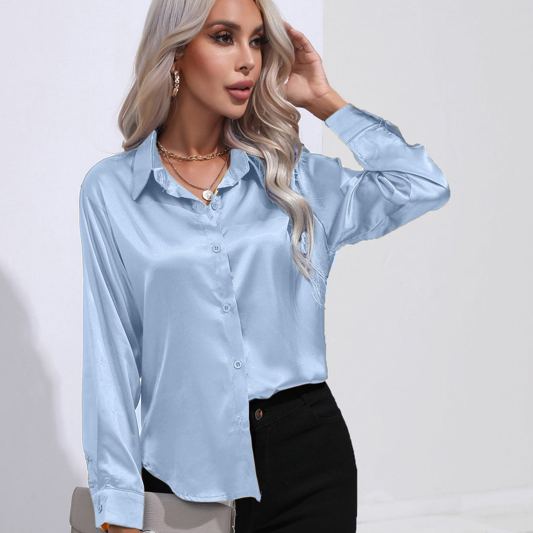 Nelisa - Blouse en satin luxueux à coupe ajustée pour femmes, l'élégance stylée parfaite.