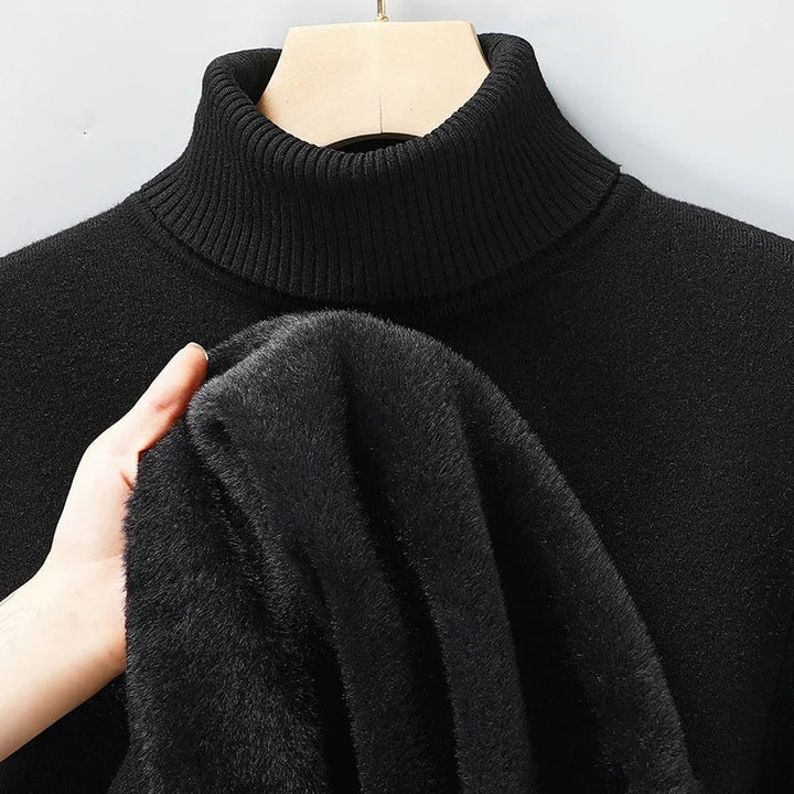 Col roulé en maille pour homme, pull classique d’automne à coupe ajustée