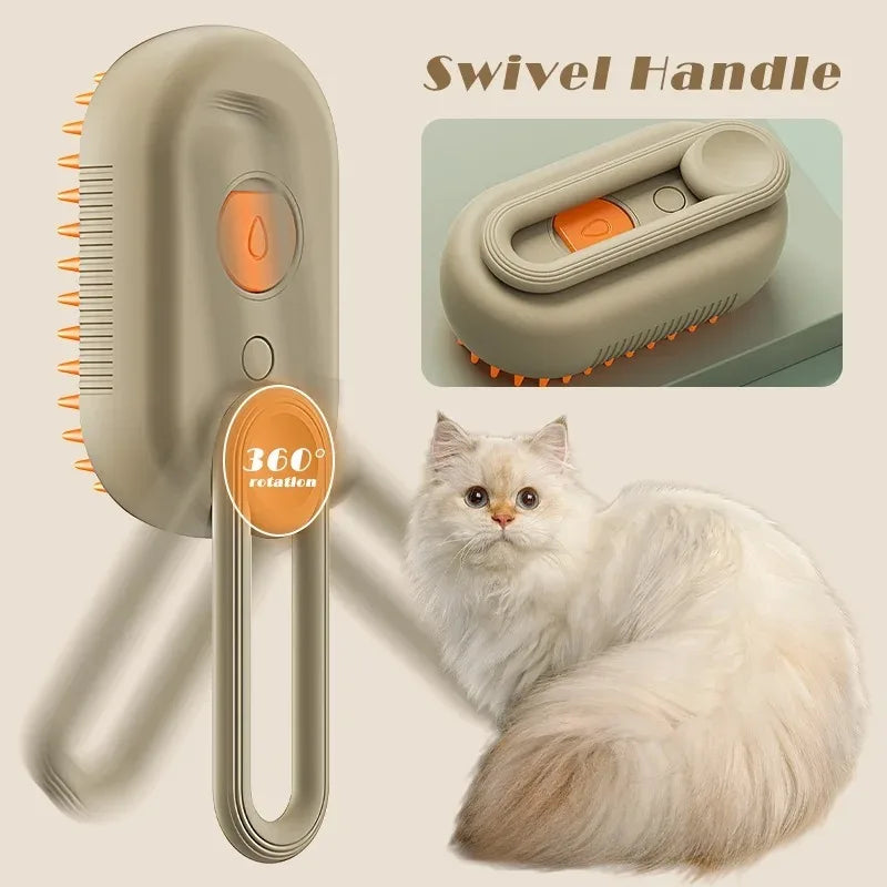 3-in-1 Plastic Electric Steam Brush for Dogs and Cats – Autumn