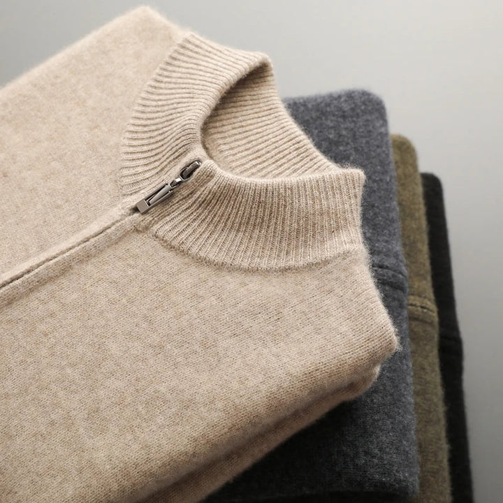 Men’s zip-up cashmere vest, autumn sweater