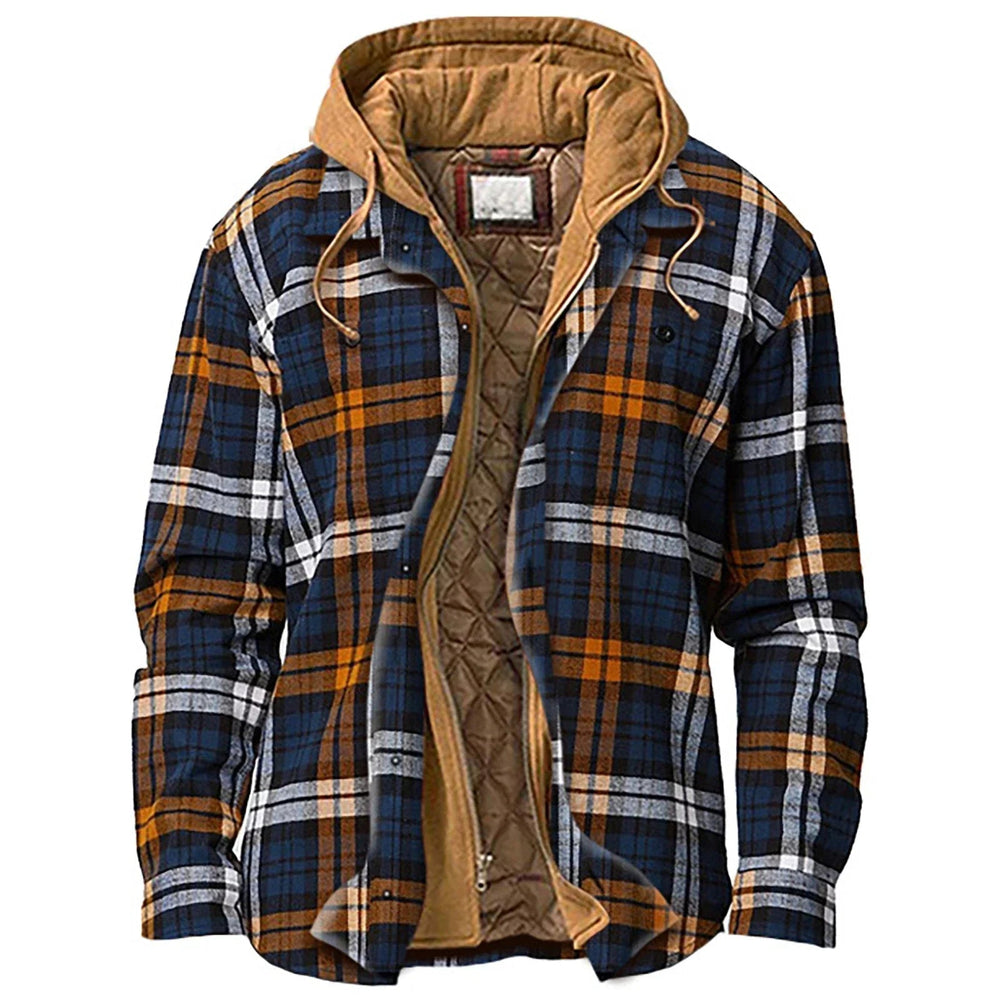Veste chemise homme à carreaux en flanelle à capuche, surchemise doublée chaude pour l'hiver