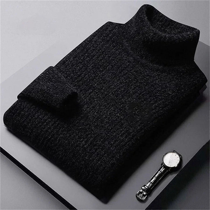 Pull en laine pour homme à col roulé, côtelé et classique, idéal pour l’automne
