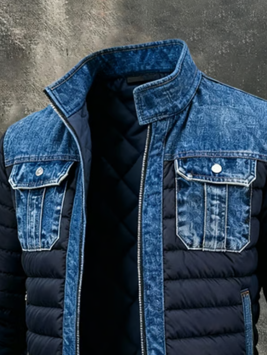 Veste matelassée pour femme en jean de coton, idéale pour l’automne
