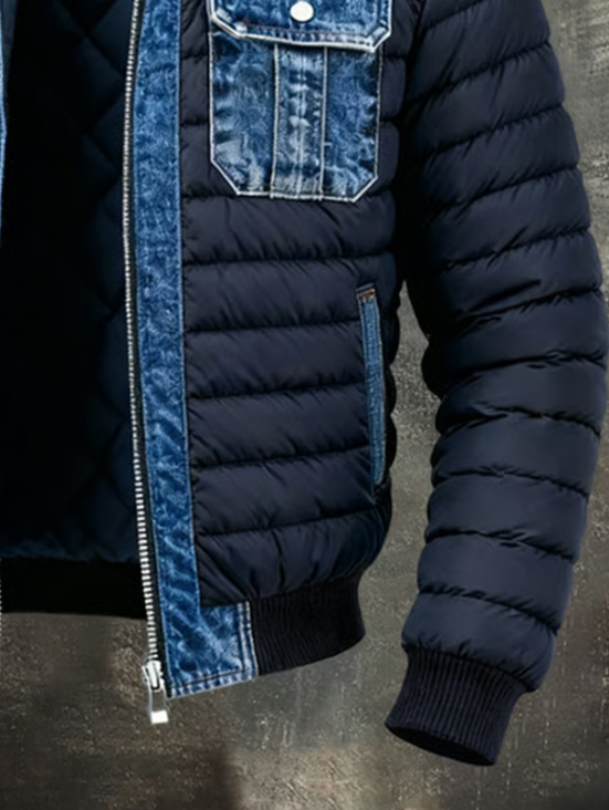 Veste matelassée pour femme en jean de coton, idéale pour l’automne