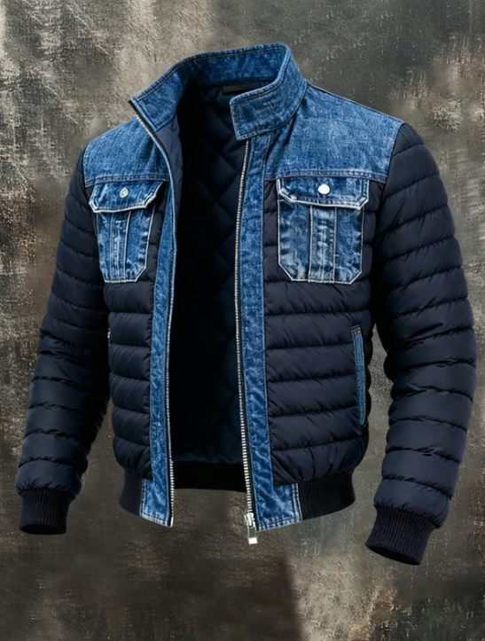 Veste matelassée pour femme en jean de coton, idéale pour l’automne
